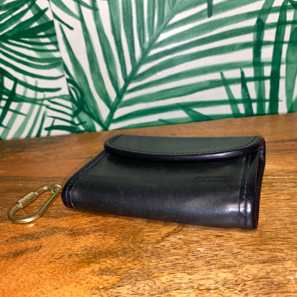 Vintage Coach Black Leather Clutch Key Ring Wallet - Picture 7 of 11